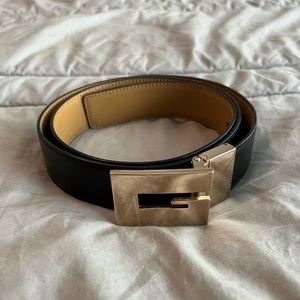 Gucci Authentic Black Leather Belt With Gold Hardware Size Medium Good Condition